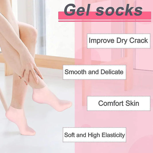 🌟 Pack of 2 Pairs (4 Socks) Silicone Moisturizing Socks for Foot Care 🦶