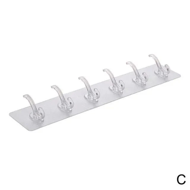 ✅ Self-Adhesive Wall Hook Strip – 6 Hooks