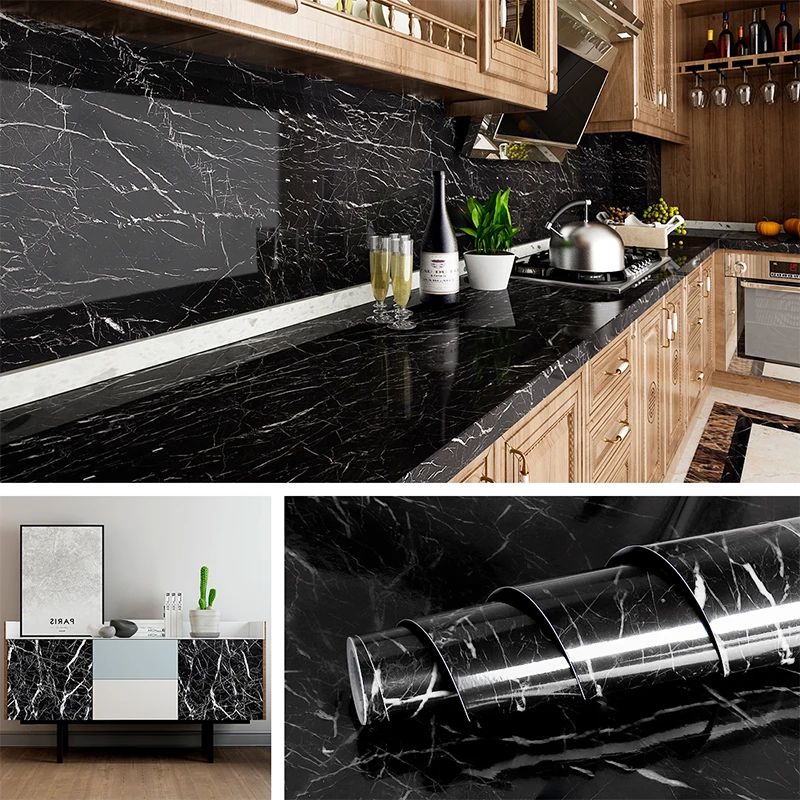Black Marble Sheet for Kitchen