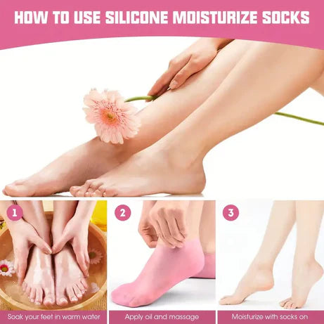 🌟 Pack of 2 Pairs (4 Socks) Silicone Moisturizing Socks for Foot Care 🦶