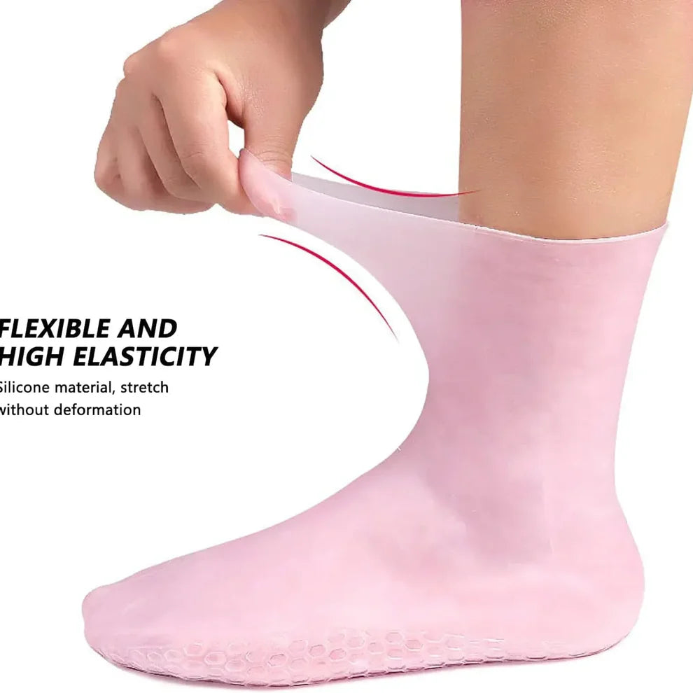 🌟 Pack of 2 Pairs (4 Socks) Silicone Moisturizing Socks for Foot Care 🦶