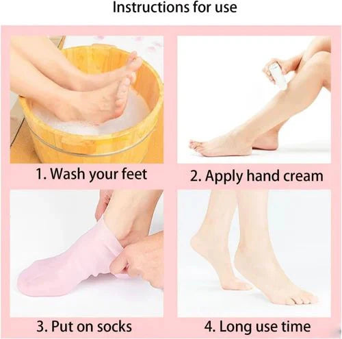 🌟 Pack of 2 Pairs (4 Socks) Silicone Moisturizing Socks for Foot Care 🦶